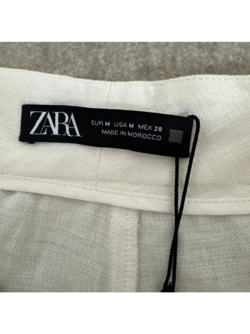 Zara High Waist Linen Flare Pants Womens M White Coastal New